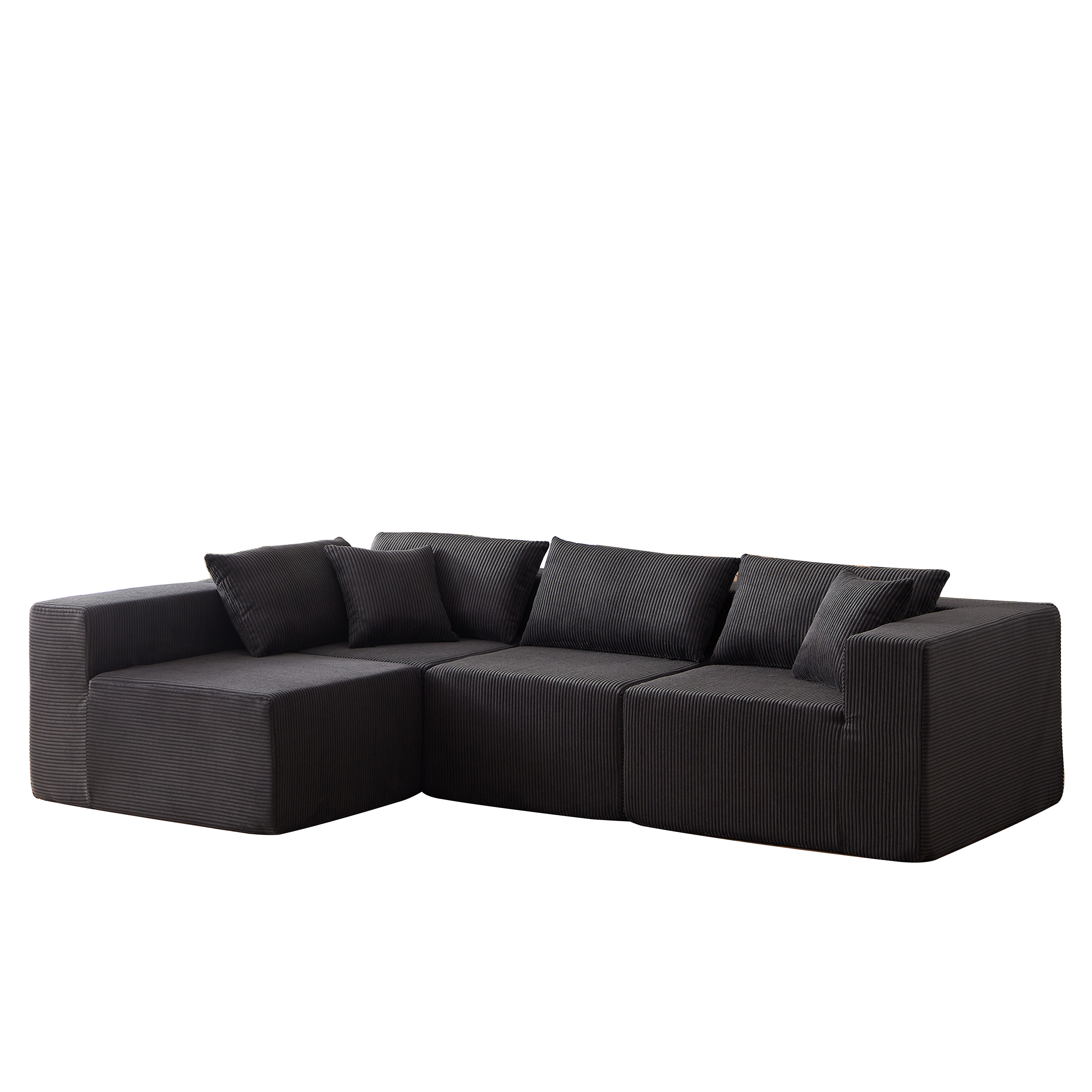 Modular L-Shaped Sectional Sofa 104-Inch 4-Piece Foam-Filled - Corduroy