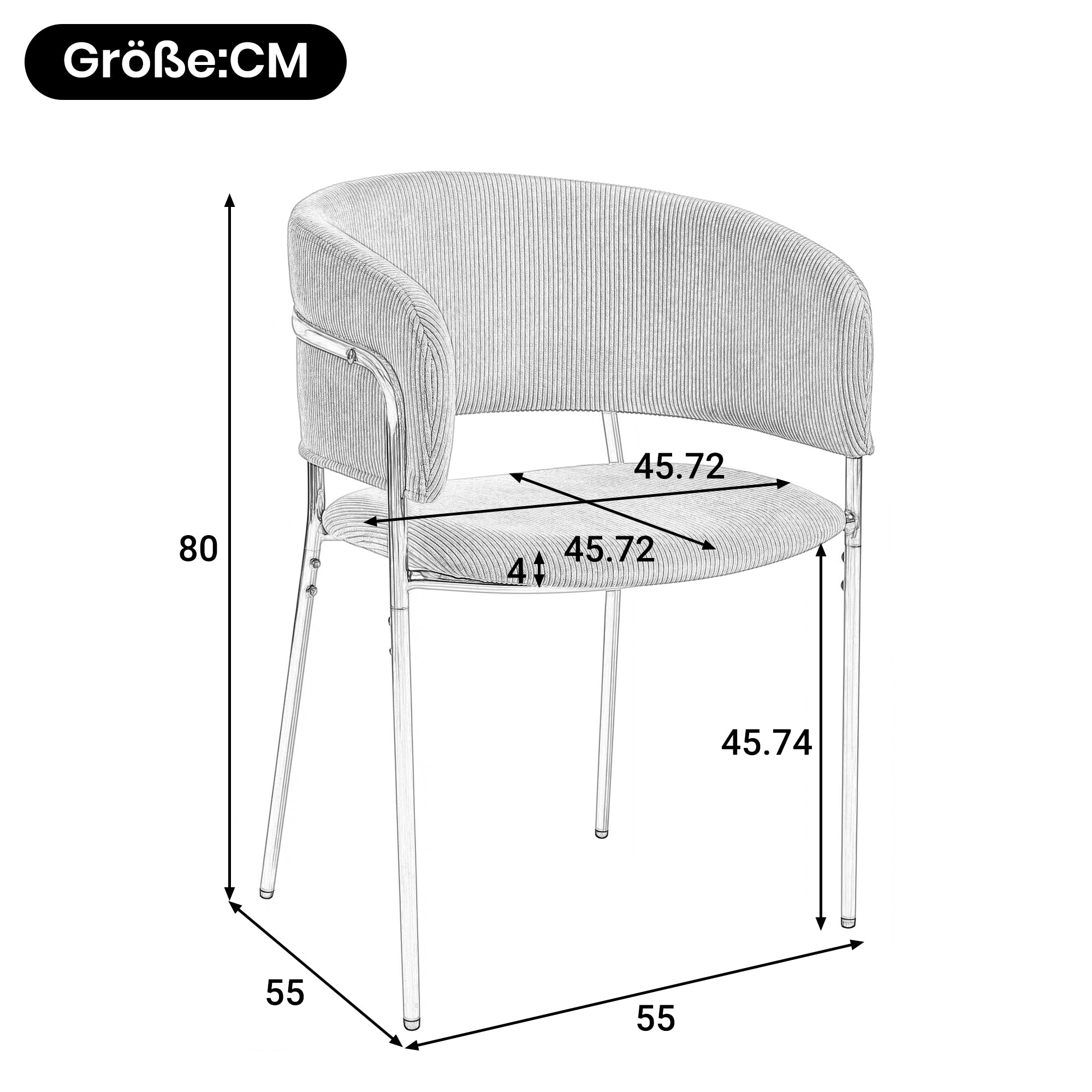 Modern Chairs Set of 6 with Angled Legs and Adjustable Feet, Green Corduroy