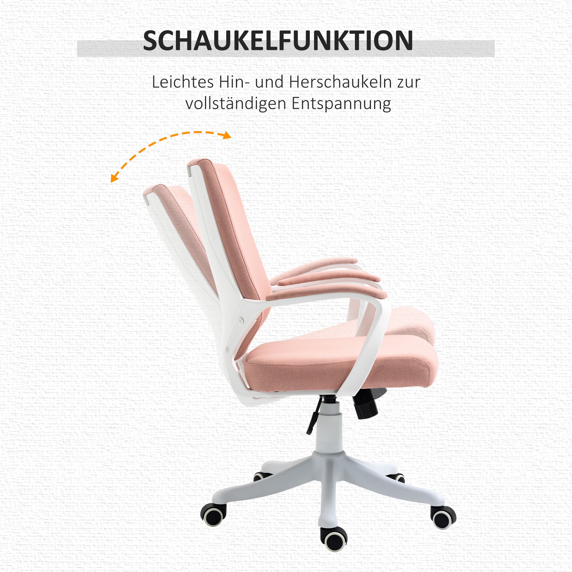 Ergonomic Office Chair, Lumbar Support, Adjustable, Rocking Function - Pink