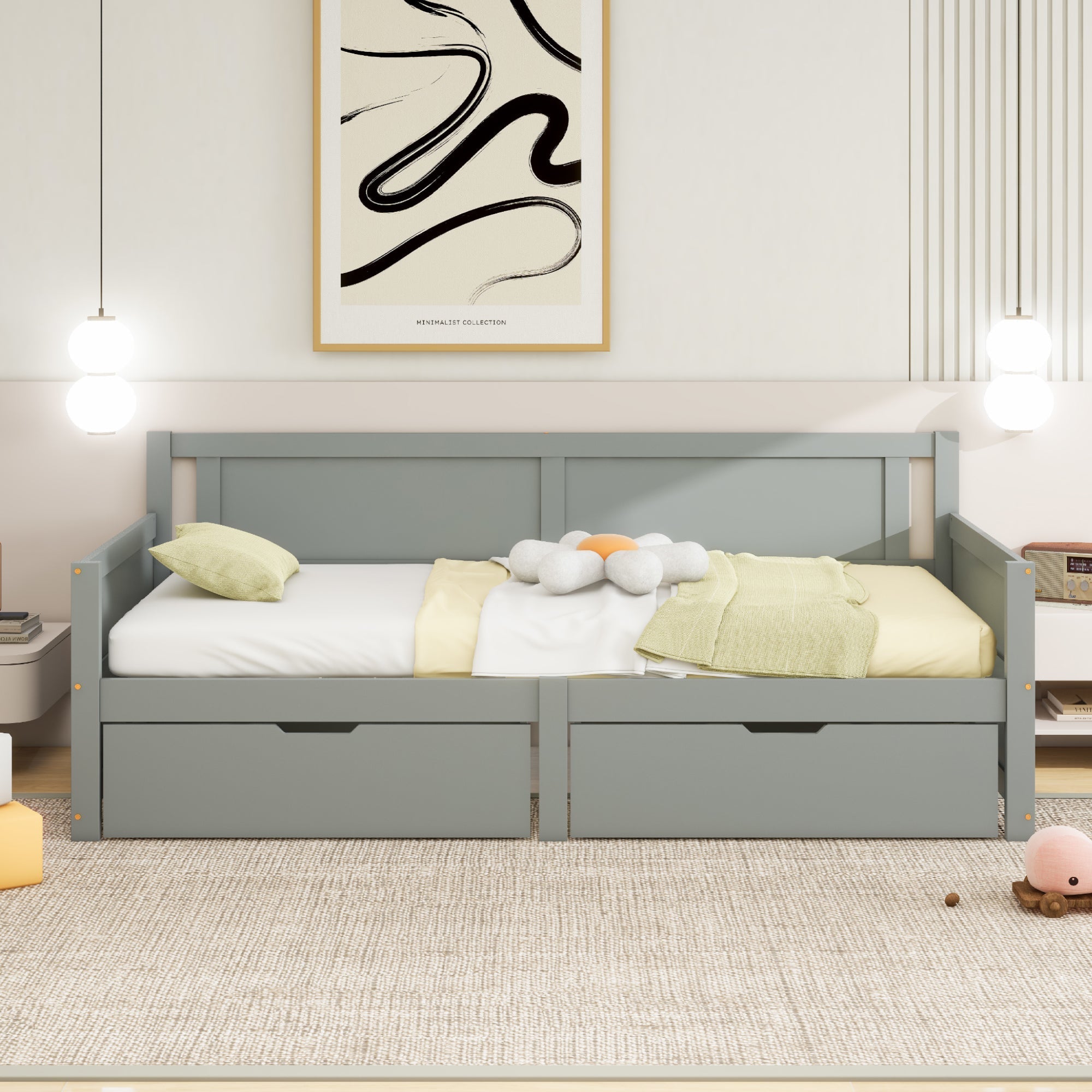 Upholstered Bed, 180x200cm LED & Hydraulic Storage, Faux Leather Light Grey