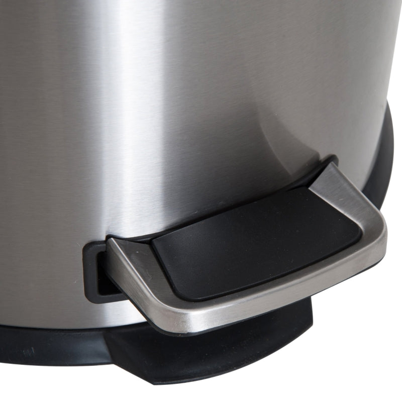 Pedal Bin 30L Inner Bucket Hinged Lid, Stainless Steel Silver