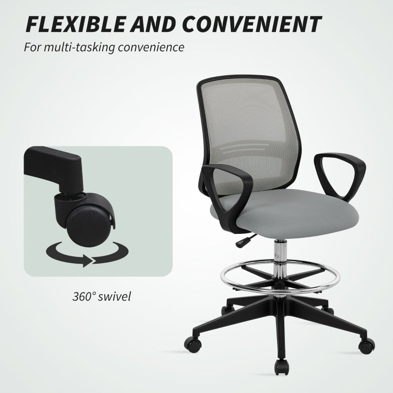 Draughtsman Office Chair with Footrest, Light Grey
