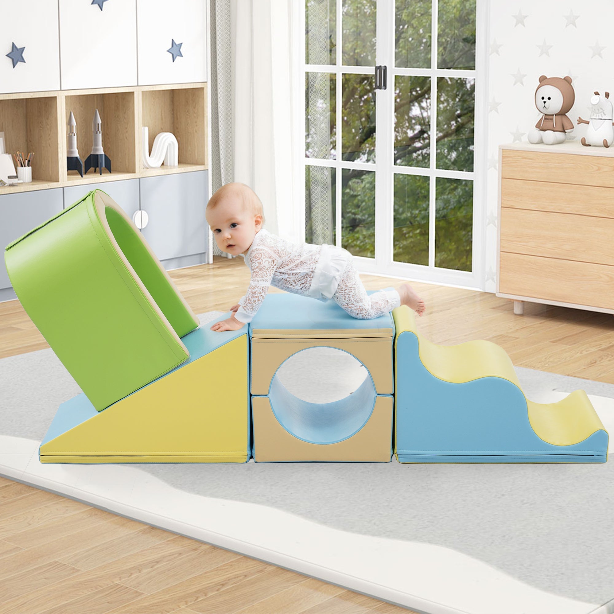 6-in-1 foam building blocks: creative play, crawling, sliding, colorful