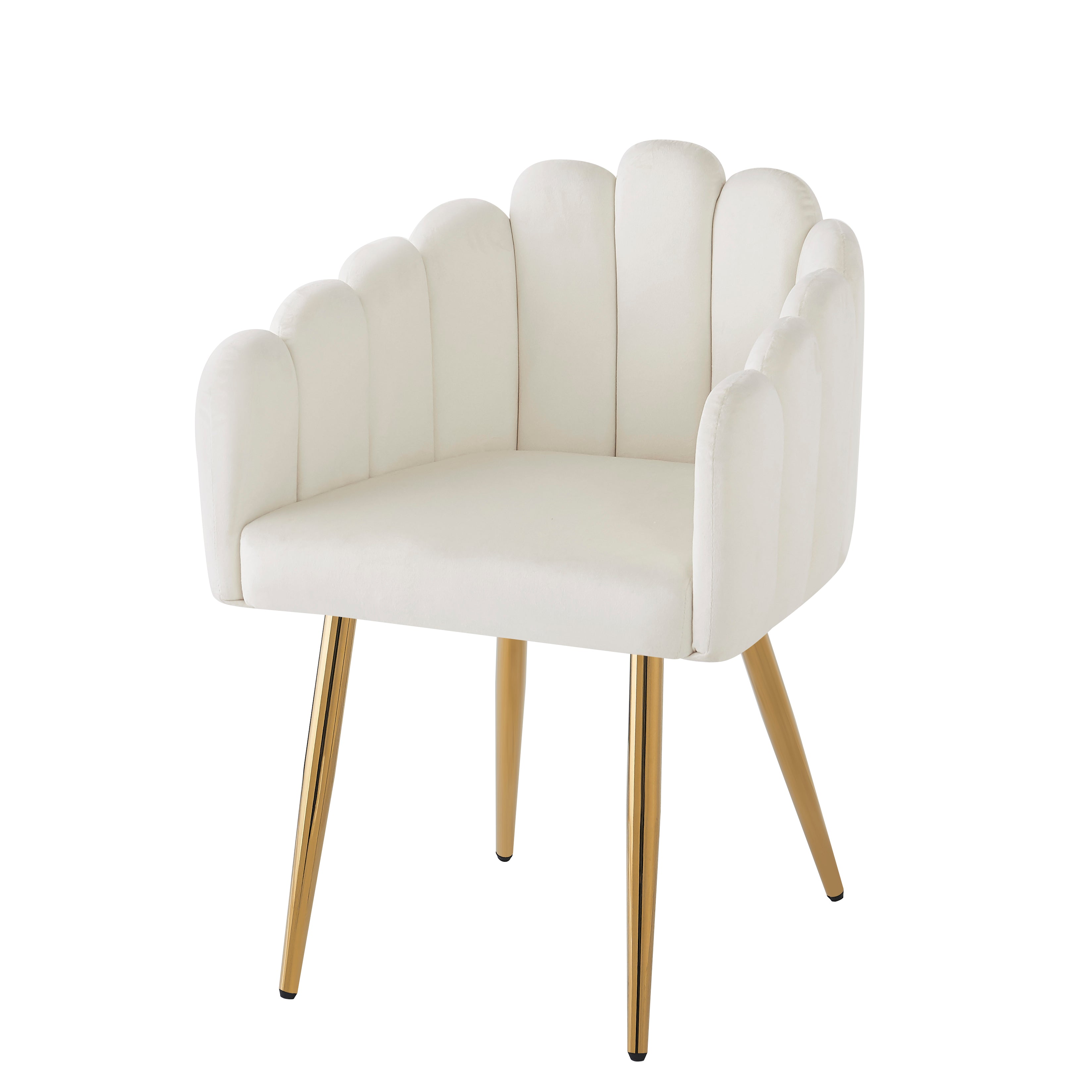 Dining Chair Set of 2 Fan-Shaped Adjustable Gold Legs - Velour Fabric