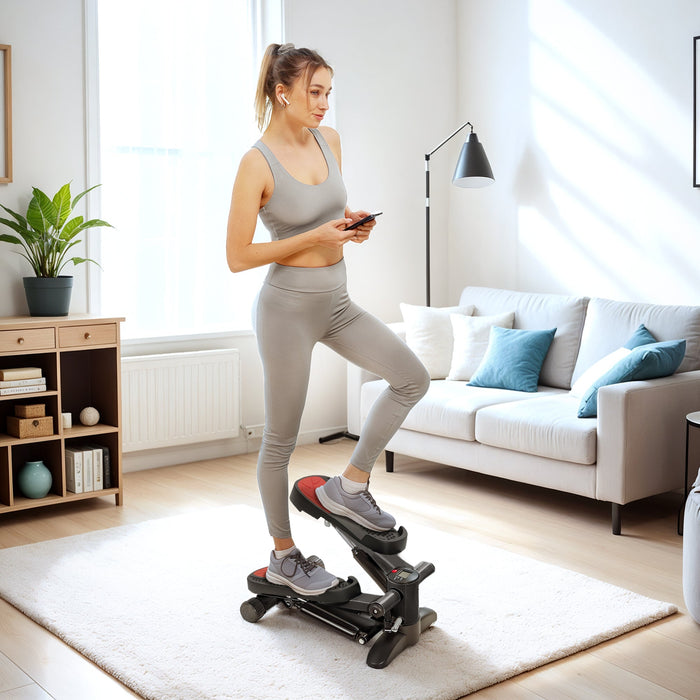 Mini Stepper Home Trainer LCD Display 100kg Capacity, Black