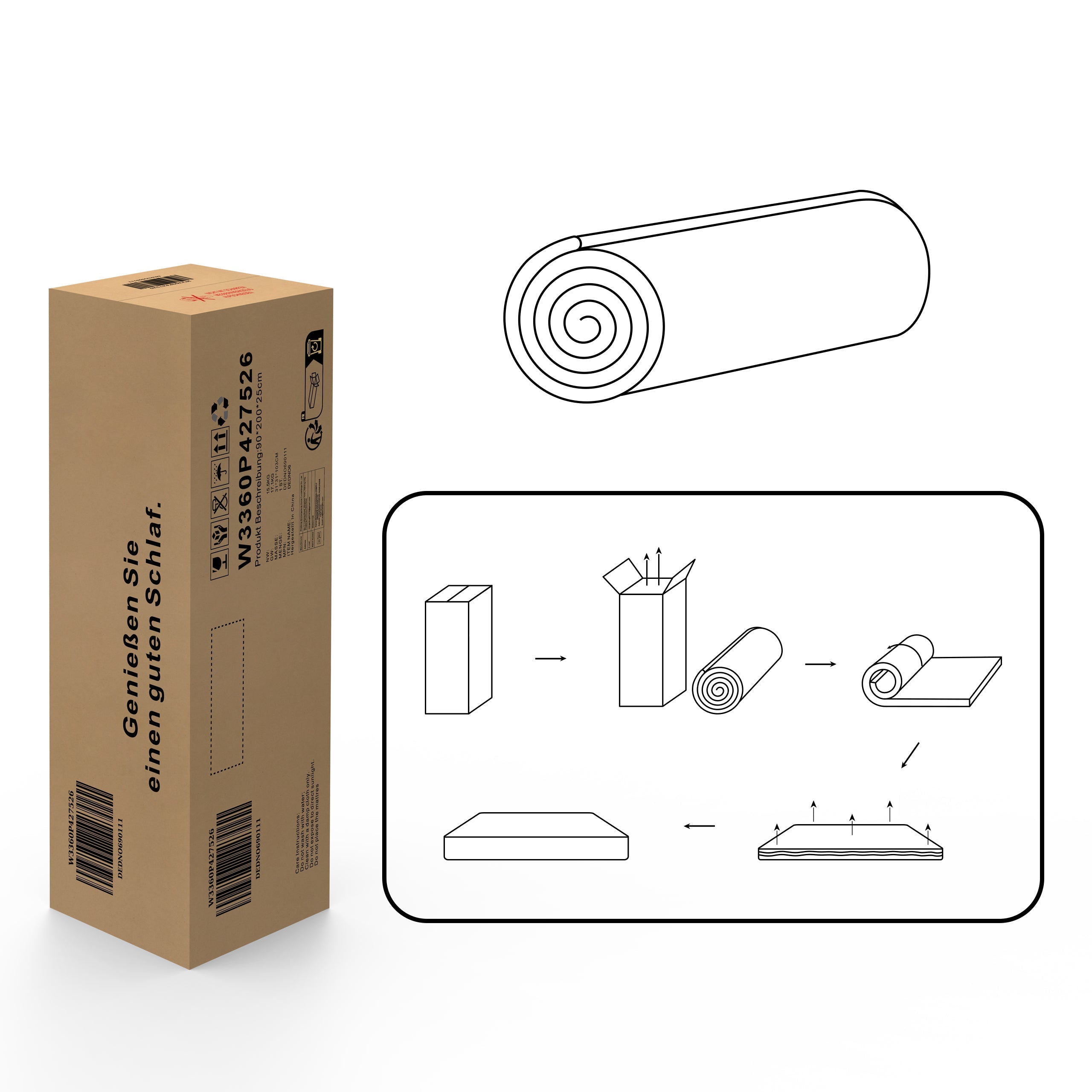 7-Zone Pocket Spring Mattress, 90x200cm H3 with Comfort Foam, OEKO-TEX Certified