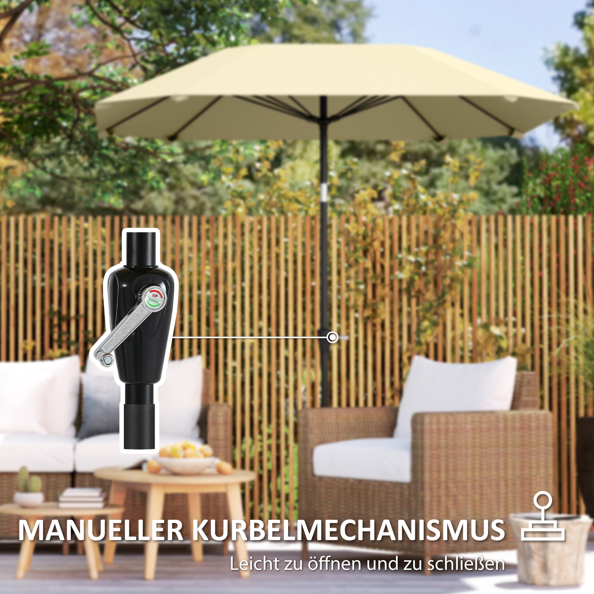 Parasol, Octagonal Folding Beach Patio, Beige