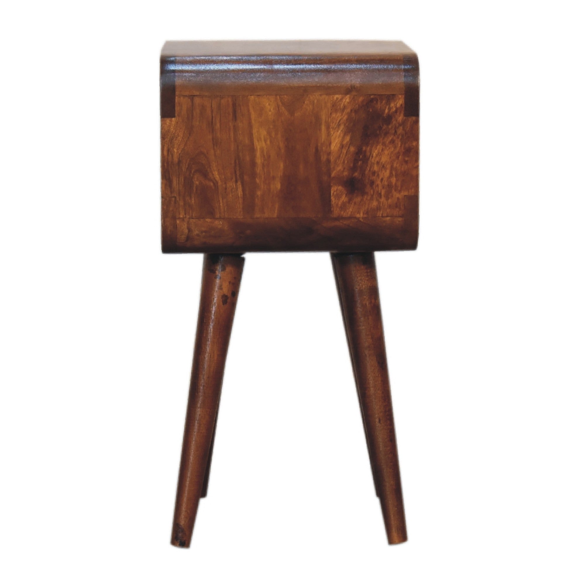 Solid Wood Mini Curved Chestnut Open Shelf Dark Brown