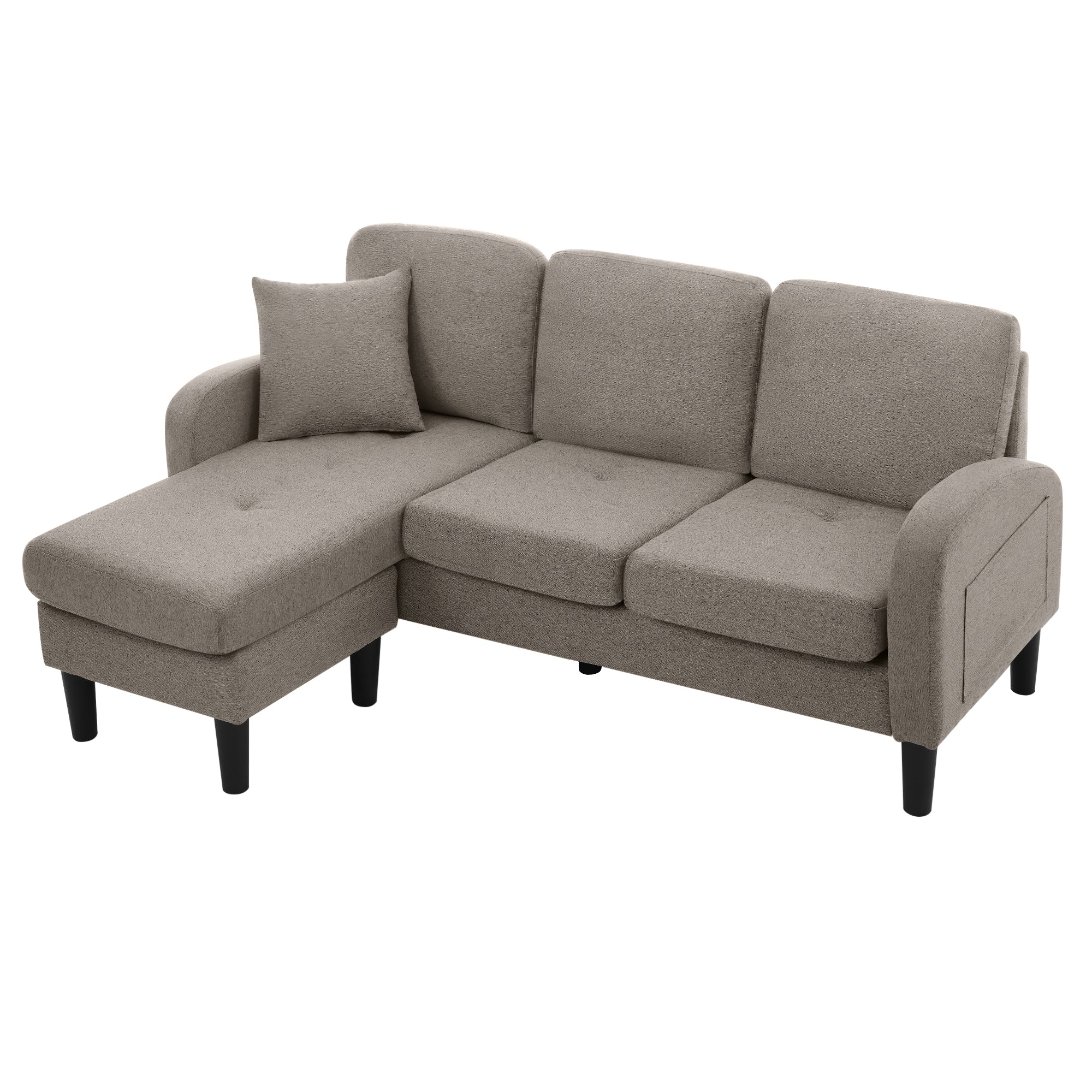 Sofa, L-Shaped Corner with Chaise, 3-Seater, Cotton Linen