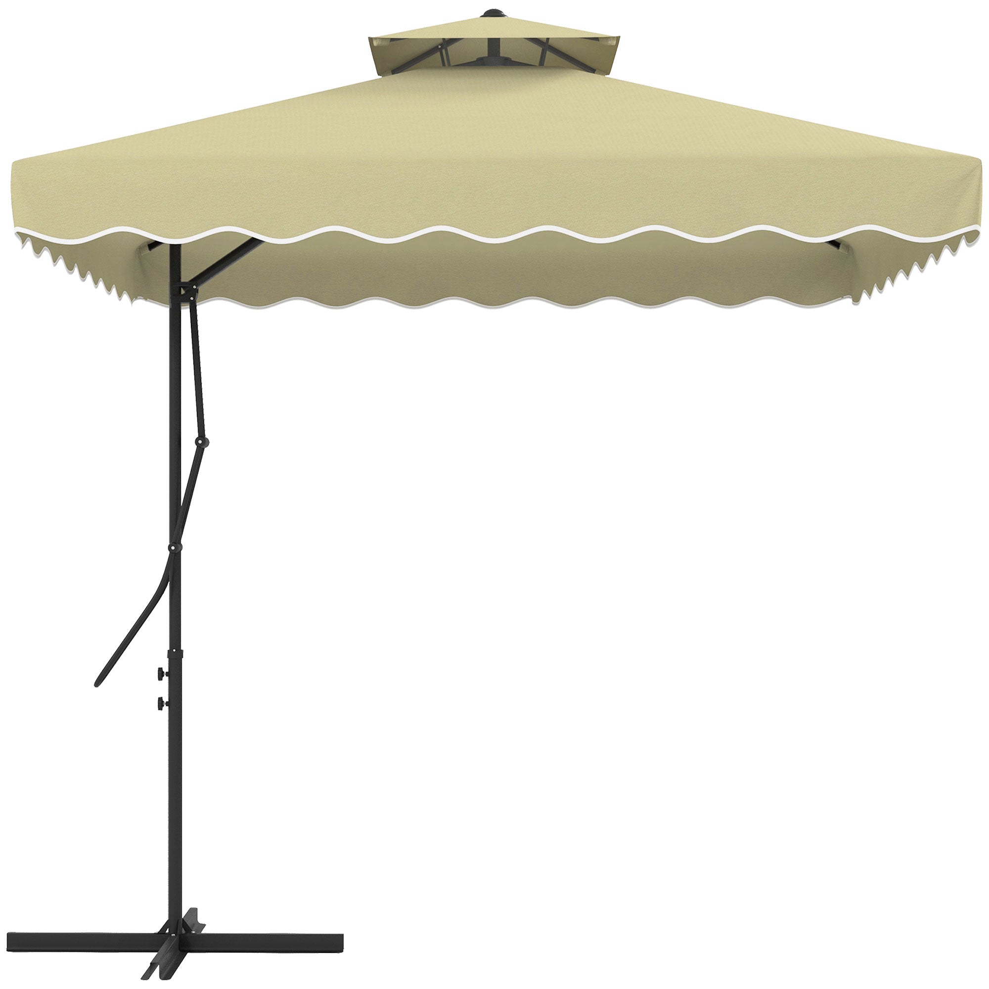 Parasol 243x243cm UV Protection Cantilever Double Canopy Metal