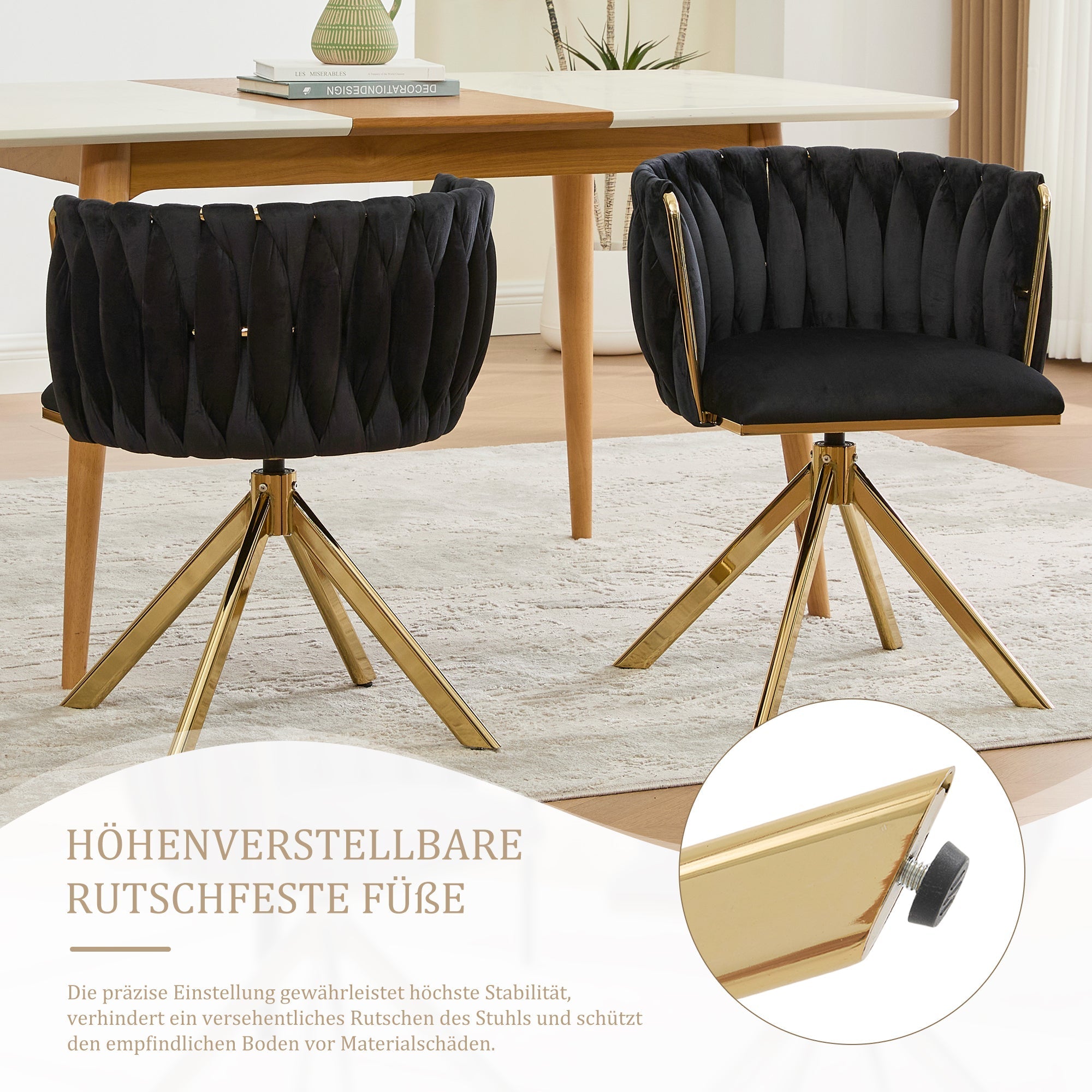 Velour Armchair, Swivel, Heavy-Duty Metal Frame (Set of 2)