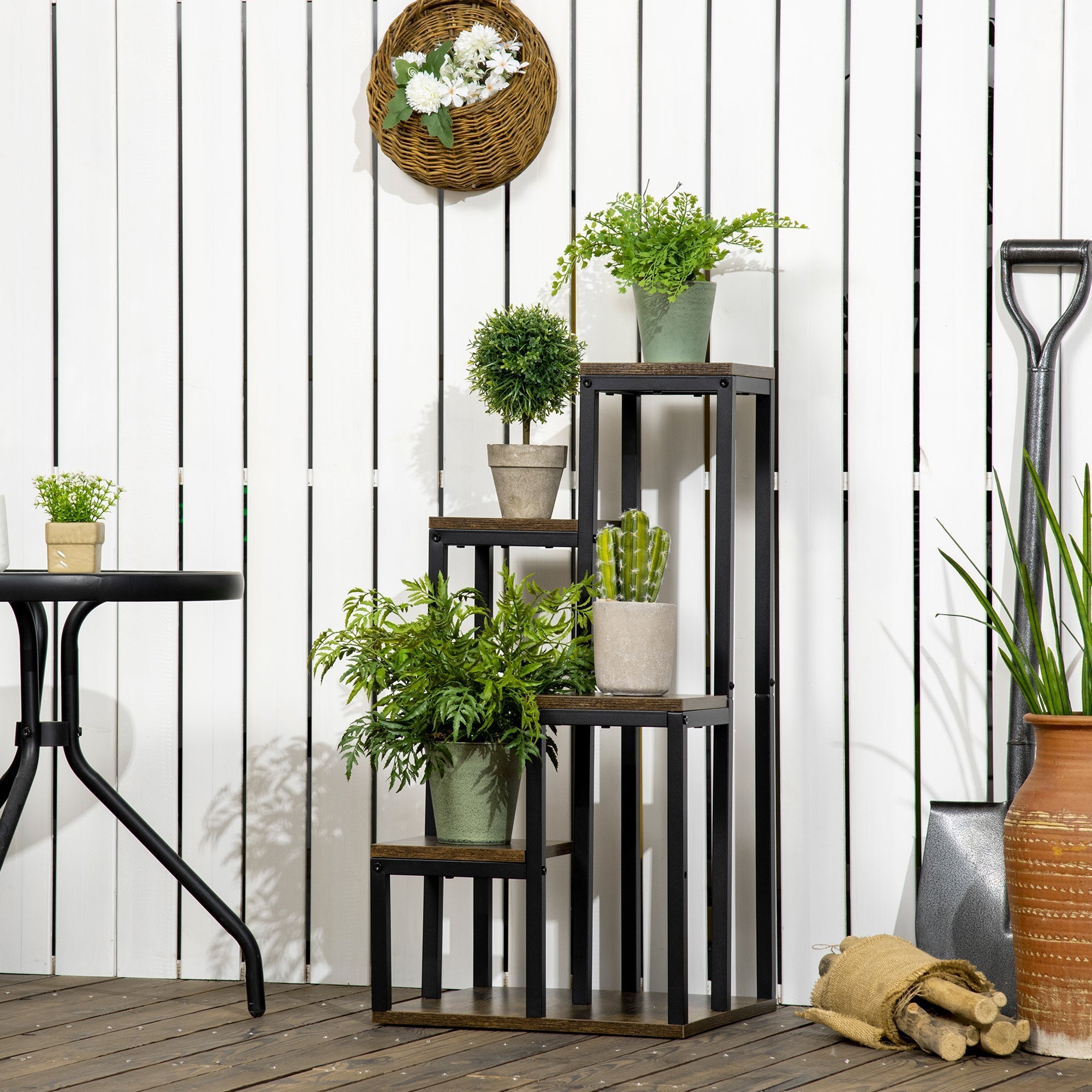 Plant Stand, 4-Level Multifunctional Shelf, Brown