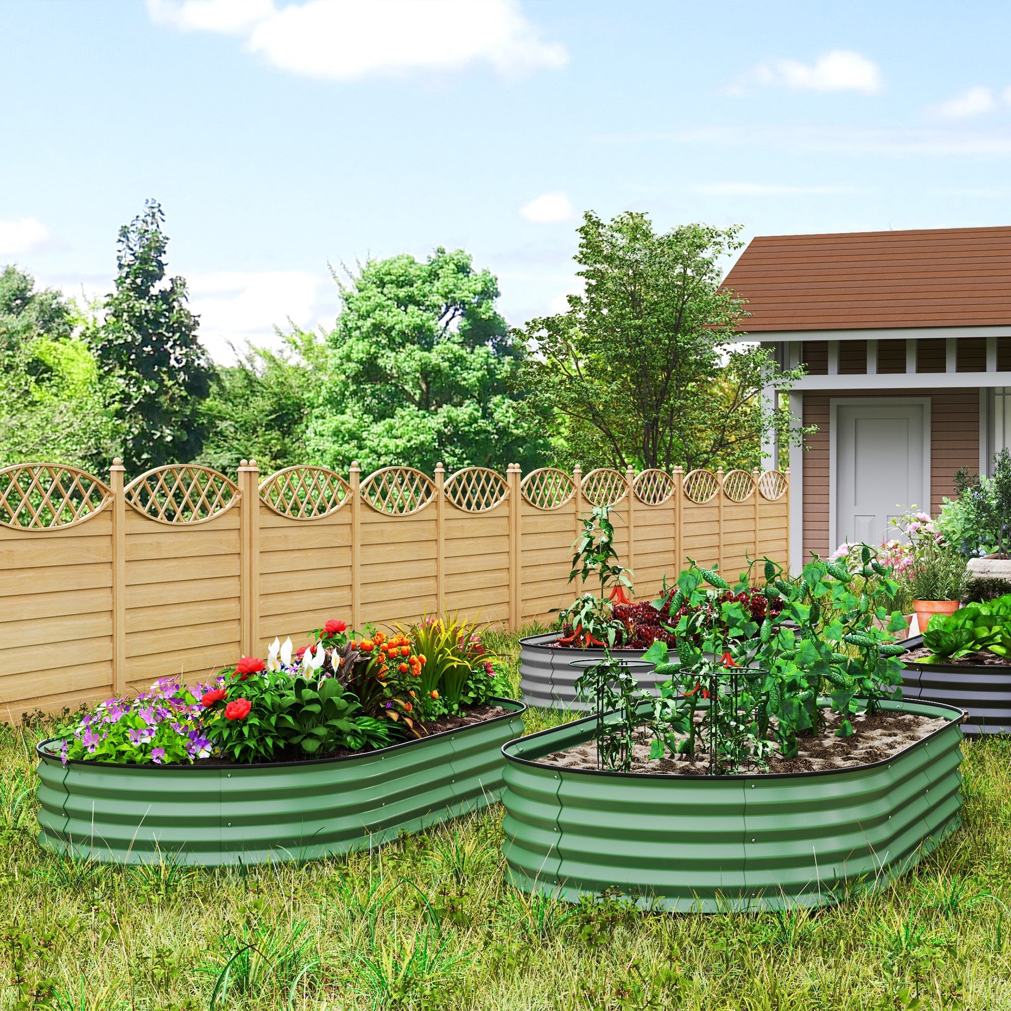 Raised Garden Beds 2-Piece Stackable Planters 181x93x30cm Steel