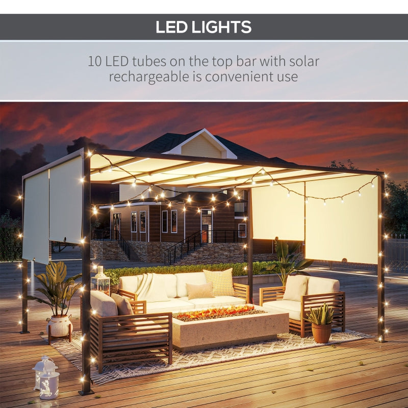 3 x 4m Outdoor Pergola, Garden Canopy Shade, Cream White