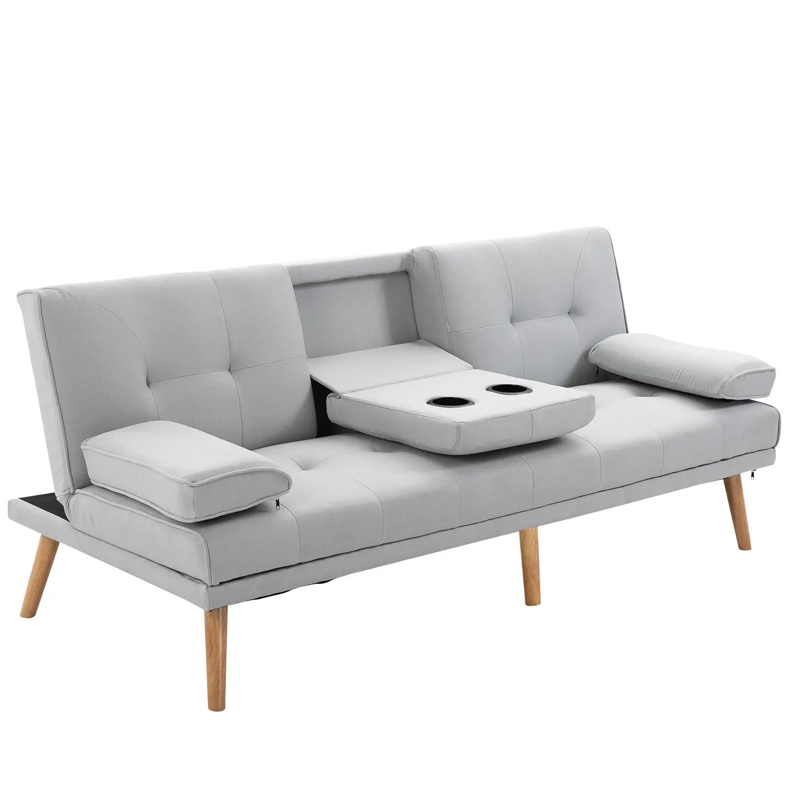 Sleeper Sofa Comfortable 3-Seater Sofa Bed, Light Gray Linen