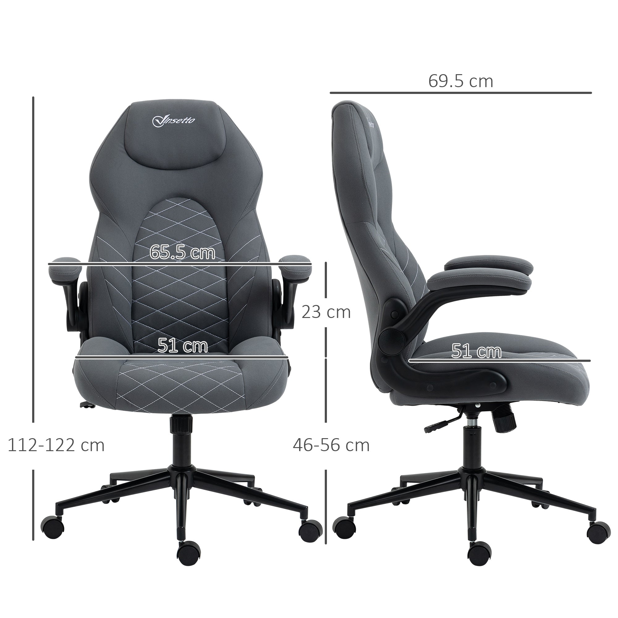 Vinsetto Ergonomic Office Chair, Rocking, Adjustable Armrests, Swivel, Fabric