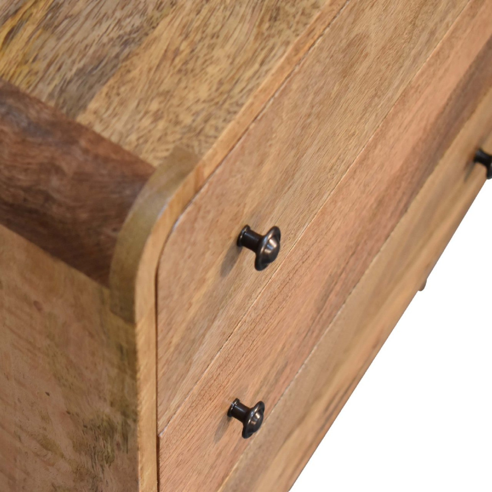 Solid Wood Mini Curved Chest, 3 Drawers, Oak-ish