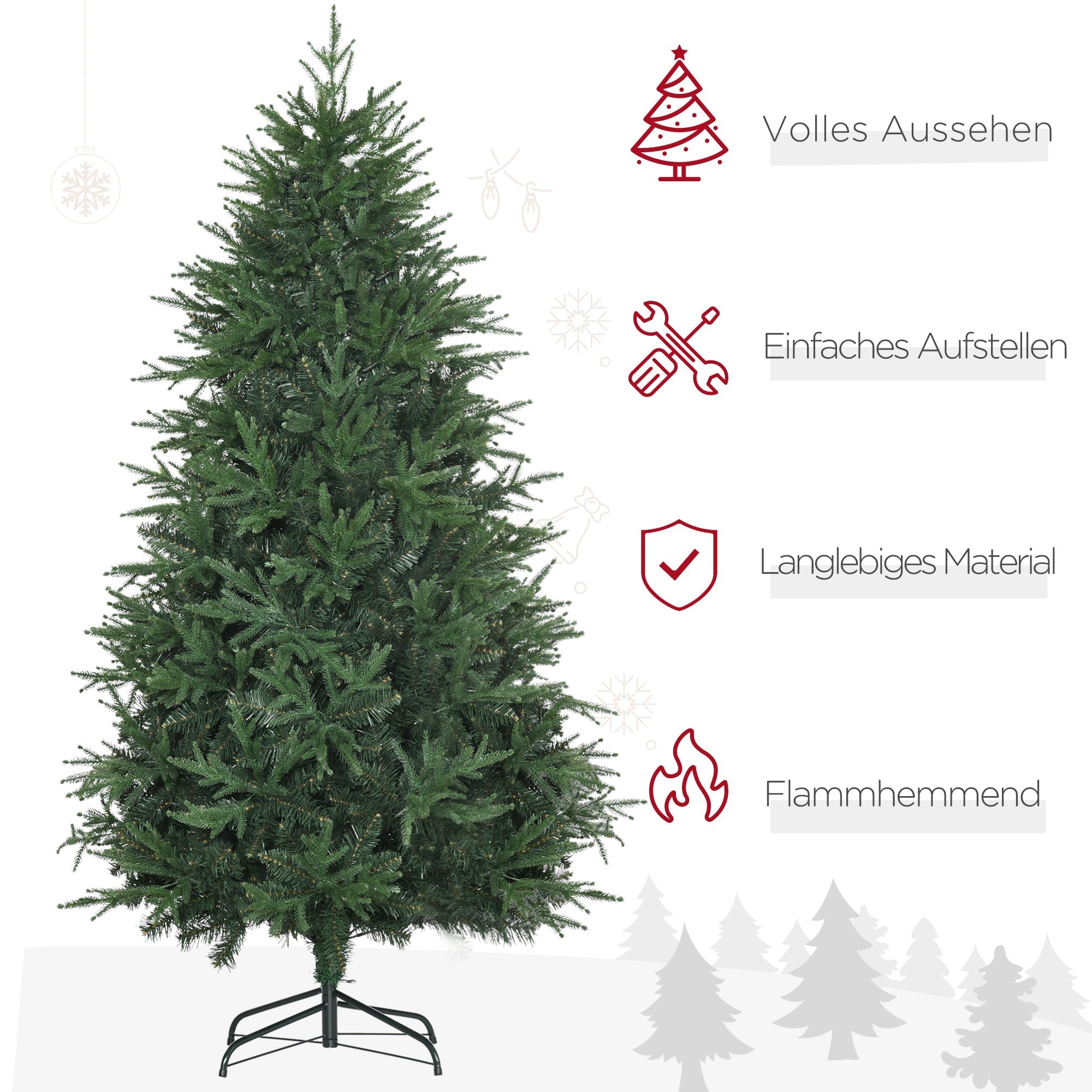 Christmas Tree, Artificial Fir, Realistic, Quick Assembly, Green Plastic