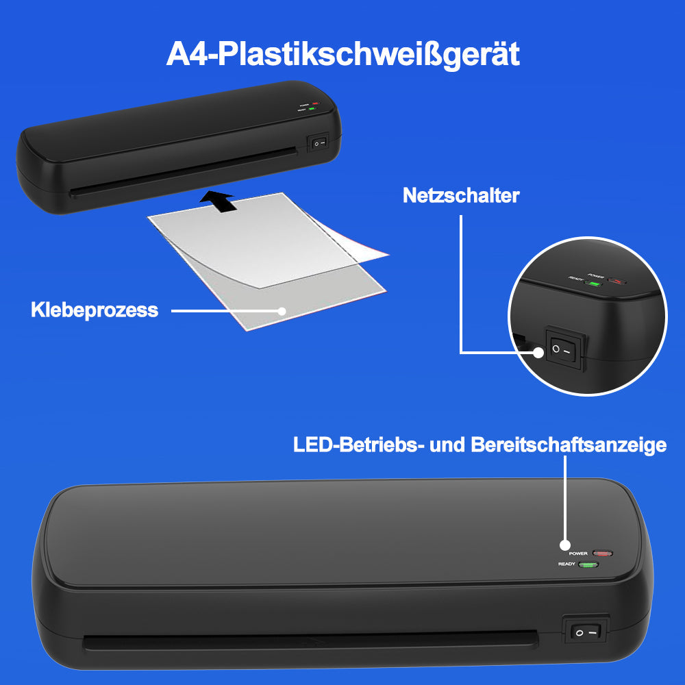 Laminator Machine, A4 Hot & Cold Fast Warm 9 Inch Thermal, Black