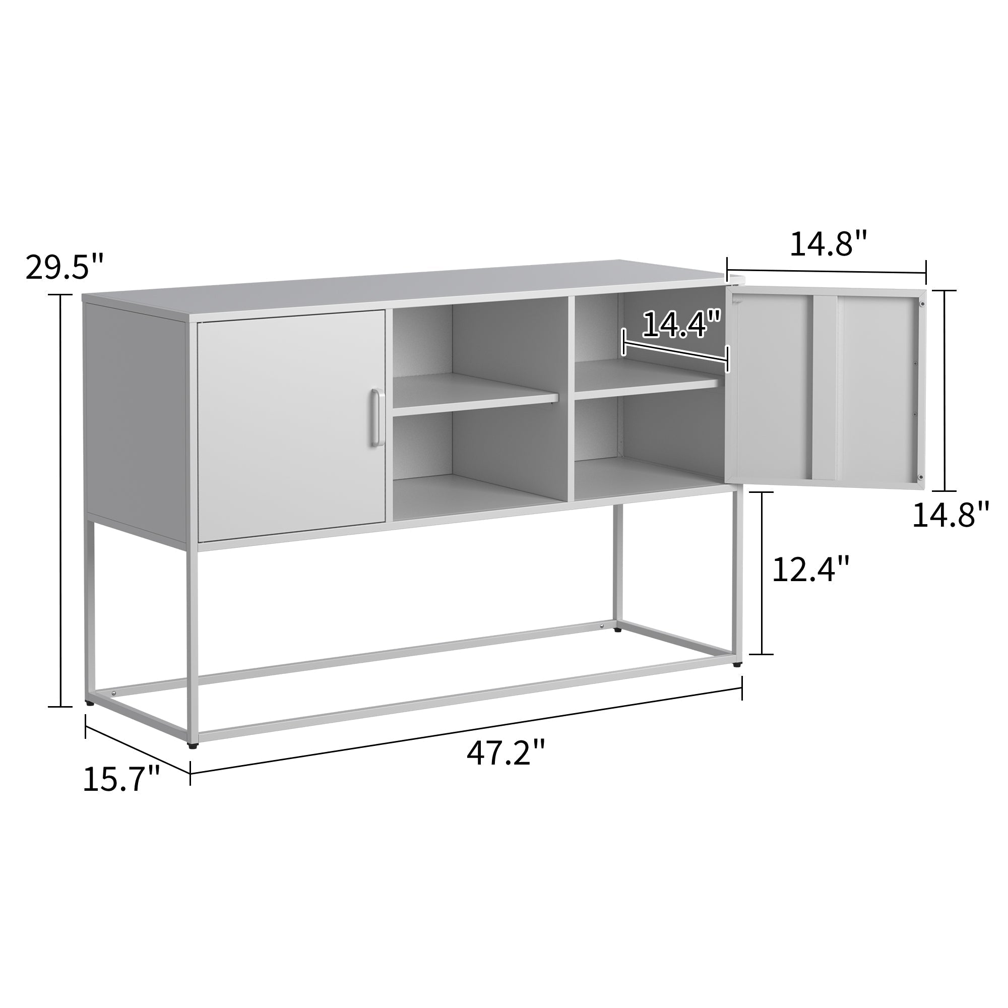 Metal Accent Cabinet Sideboard Buffet Storage 120x40x75cm - White