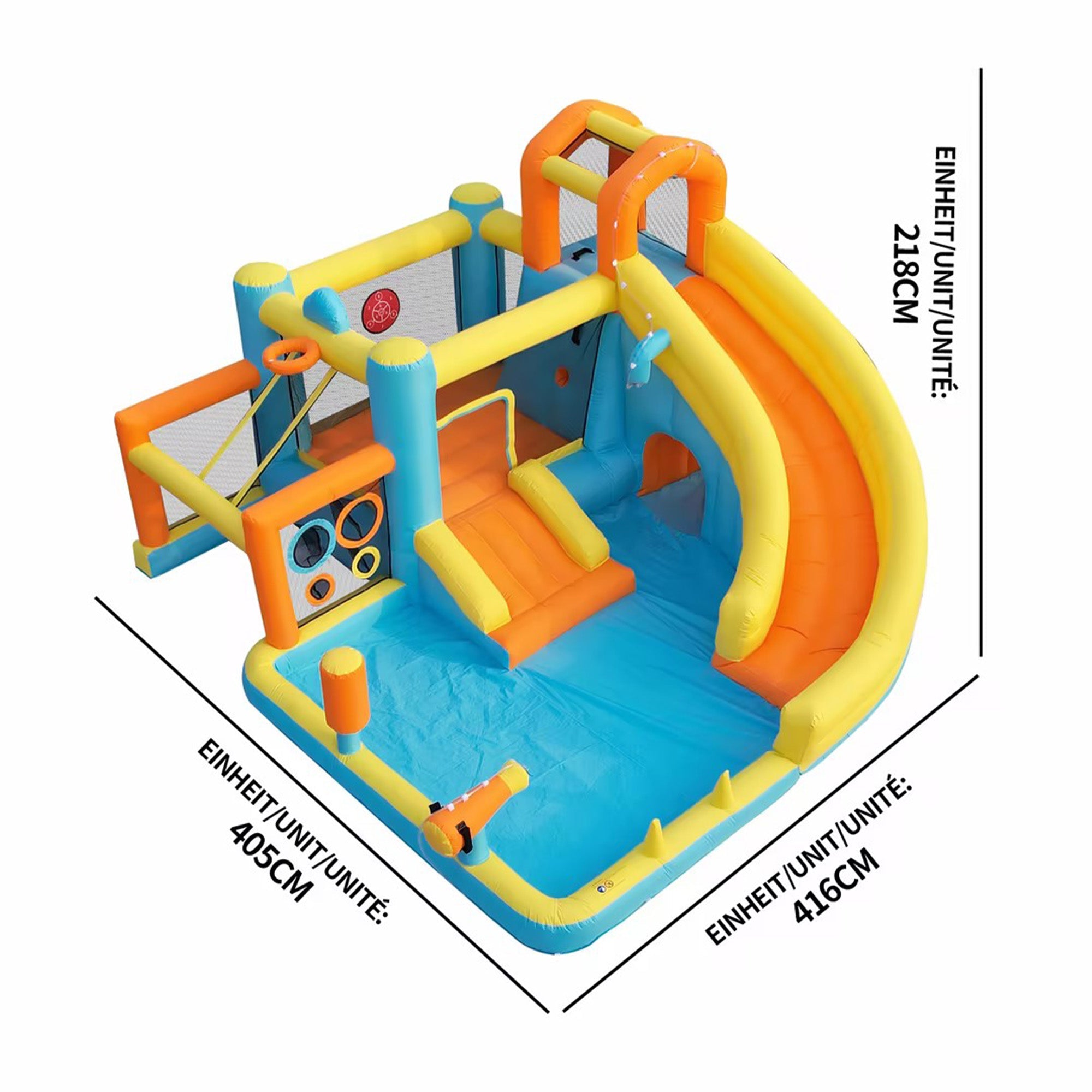 Children's Bouncy Castle Water Park with Slide, Pool and Blower, 405x416x218cm
