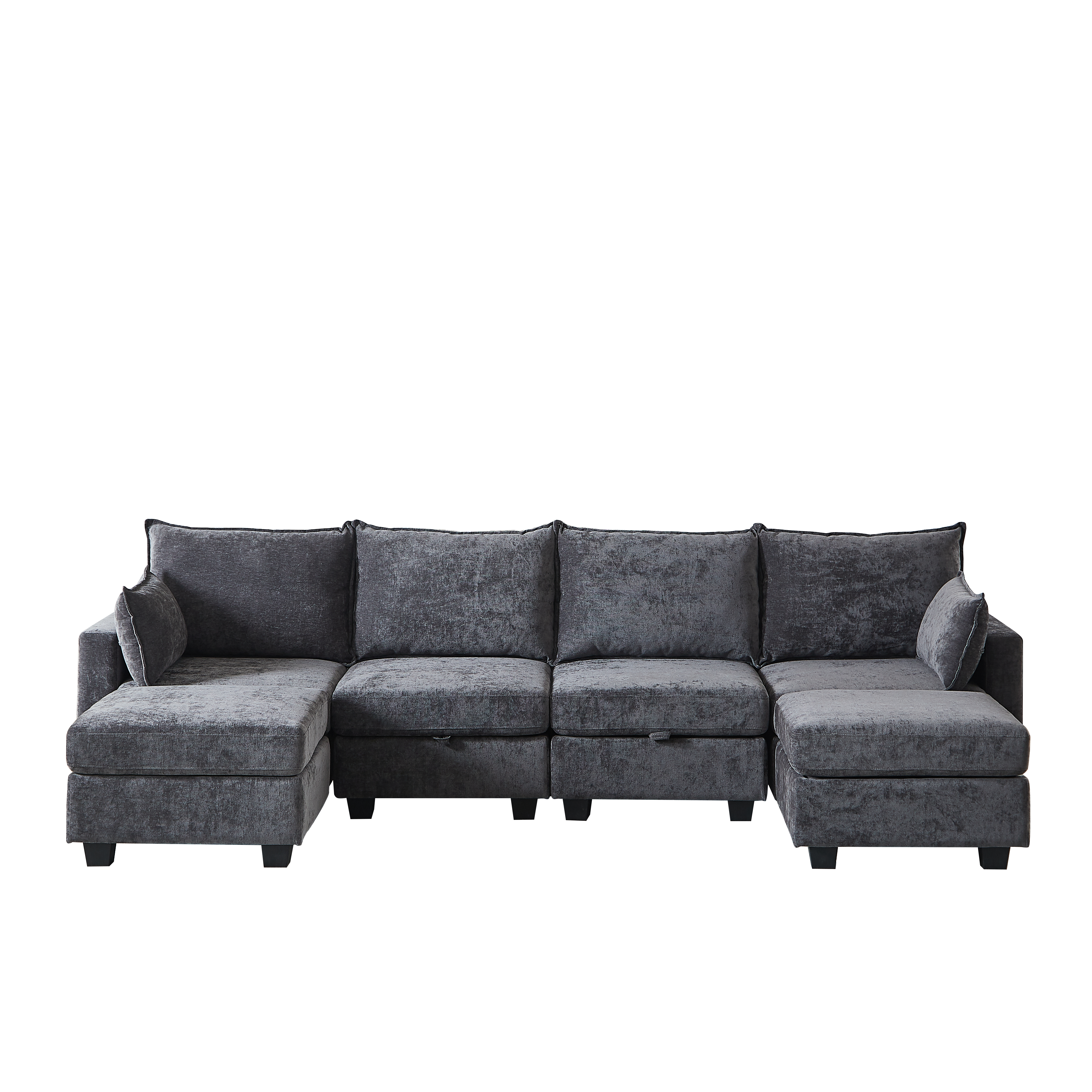 Modular Sofa U-Shaped 6-Seater Chaise Longue Storage Ottoman Chenille