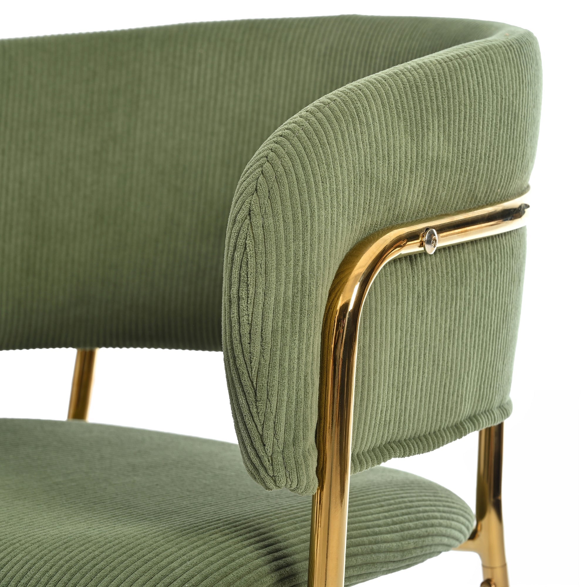 Modern Chairs Set of 6 with Angled Legs and Adjustable Feet, Green Corduroy