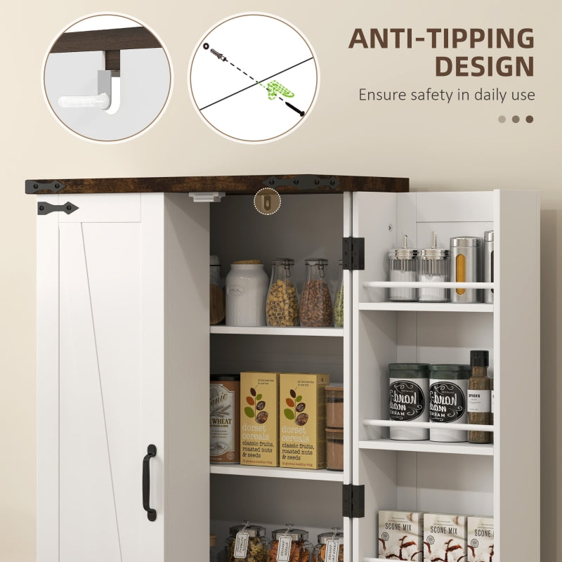 Multi-Storage Cabinet Farmhouse Style with Adjustable Shelves White