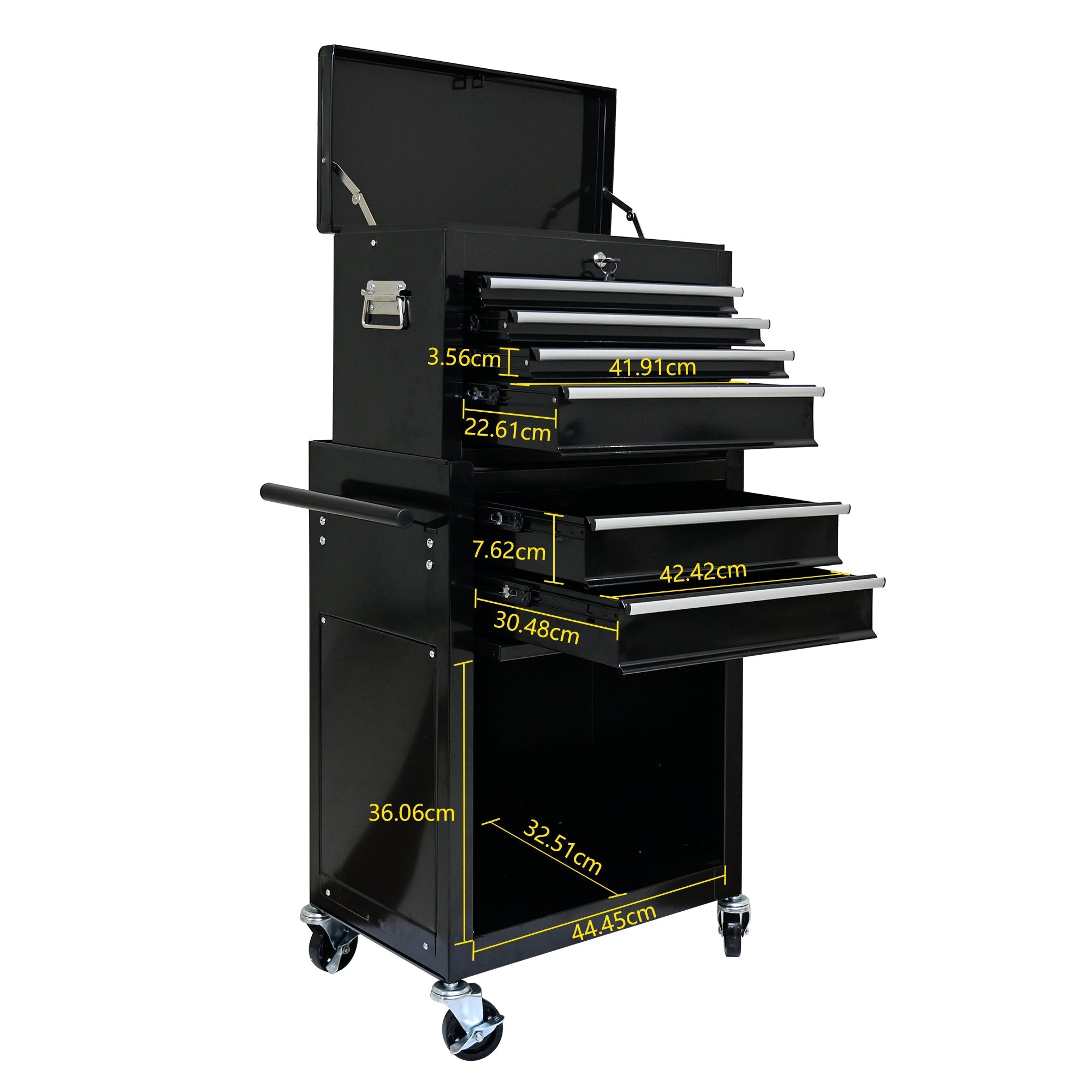 High-capacity Rolling Tool Chest, 6-Drawer Storage Cabinet with Wheels, Black