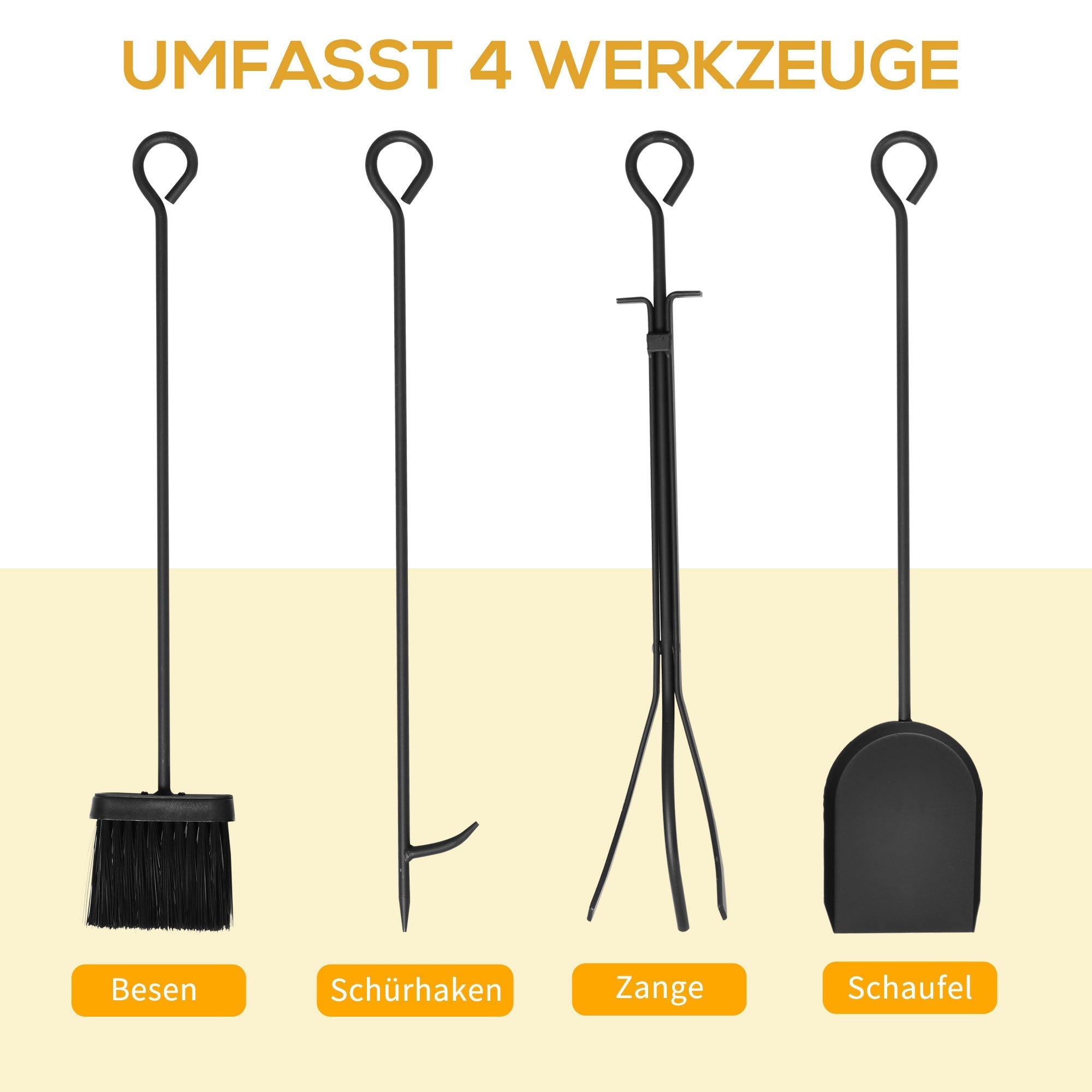 Kaminholzregal mit Werkzeug, Stahl, schwarz