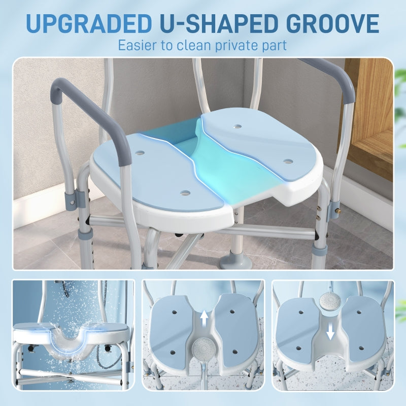Aluminium Shower Chair Padded Seat Light Blue