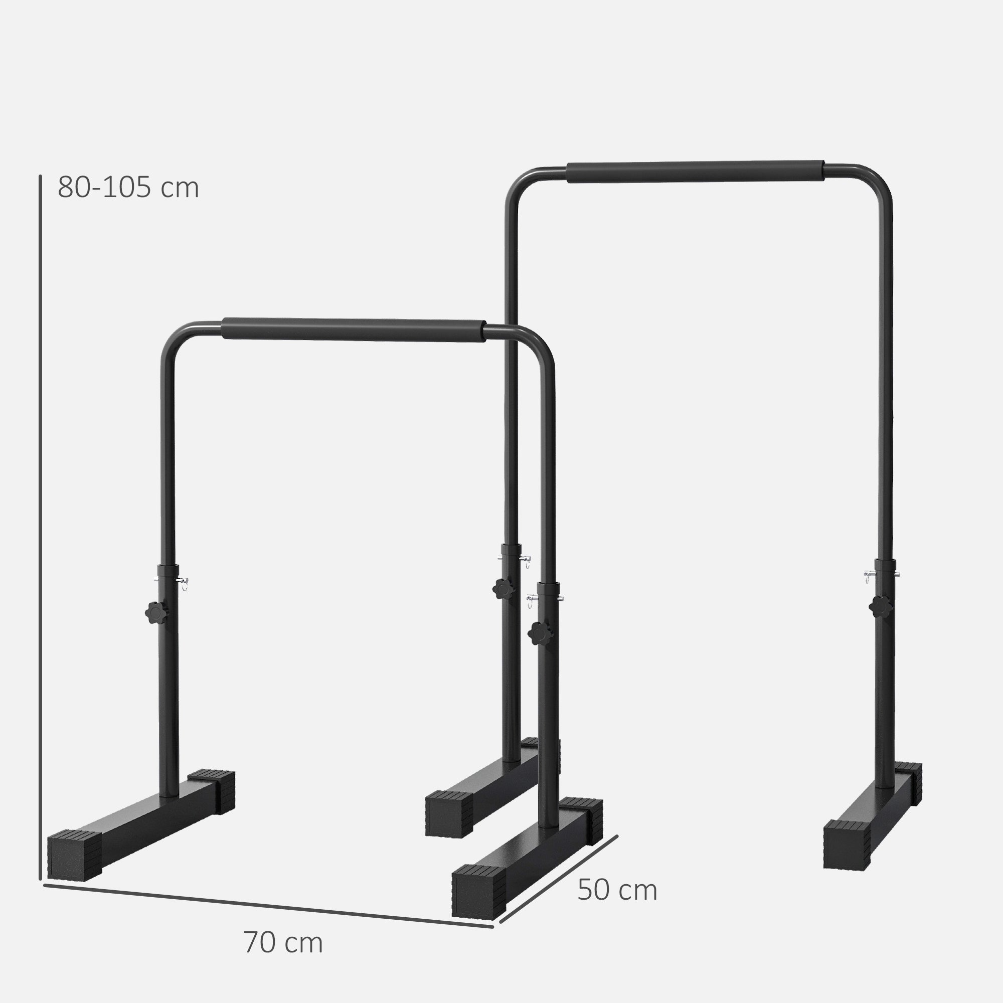 Dip Bars Set of 2, Height Adjustable Fitness Parallettes, Steel Black