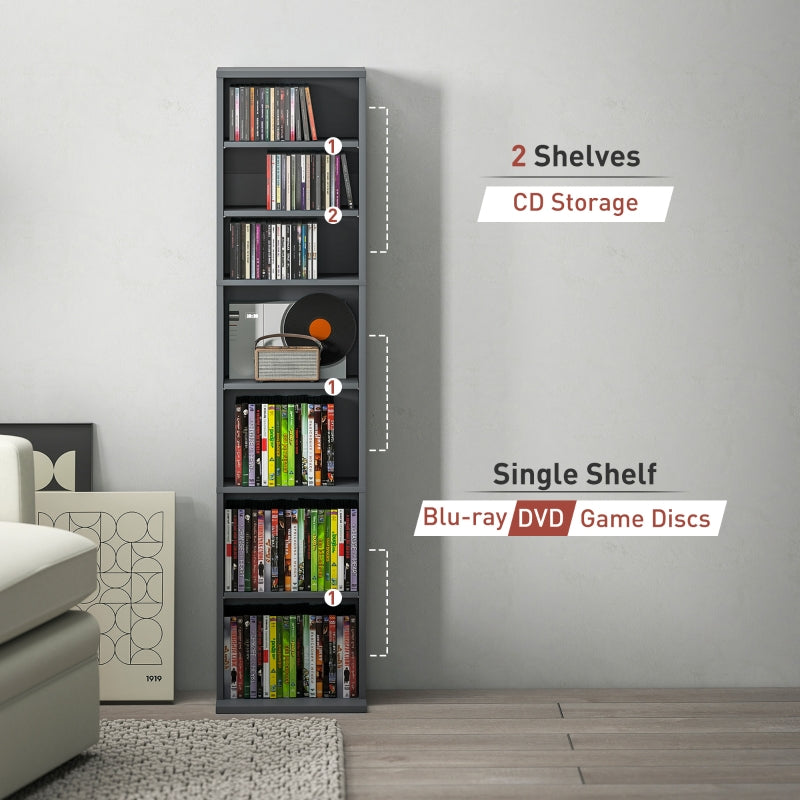 260 Narrow CD/DVD Storage Unit Tall Design Grey