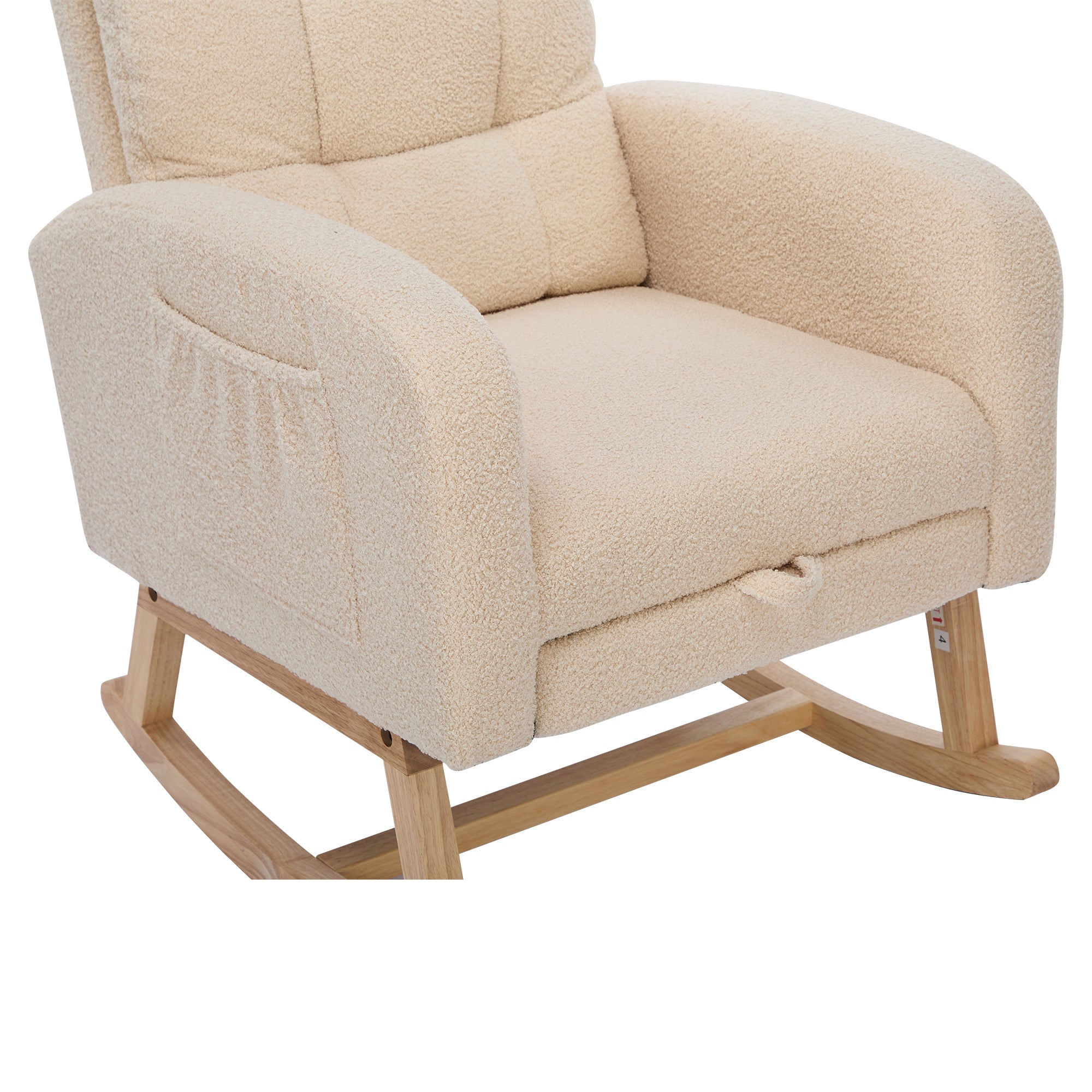 Teddy Velvet Rocking Chair, Solid Wood Frame & High Foam Padding, Beige