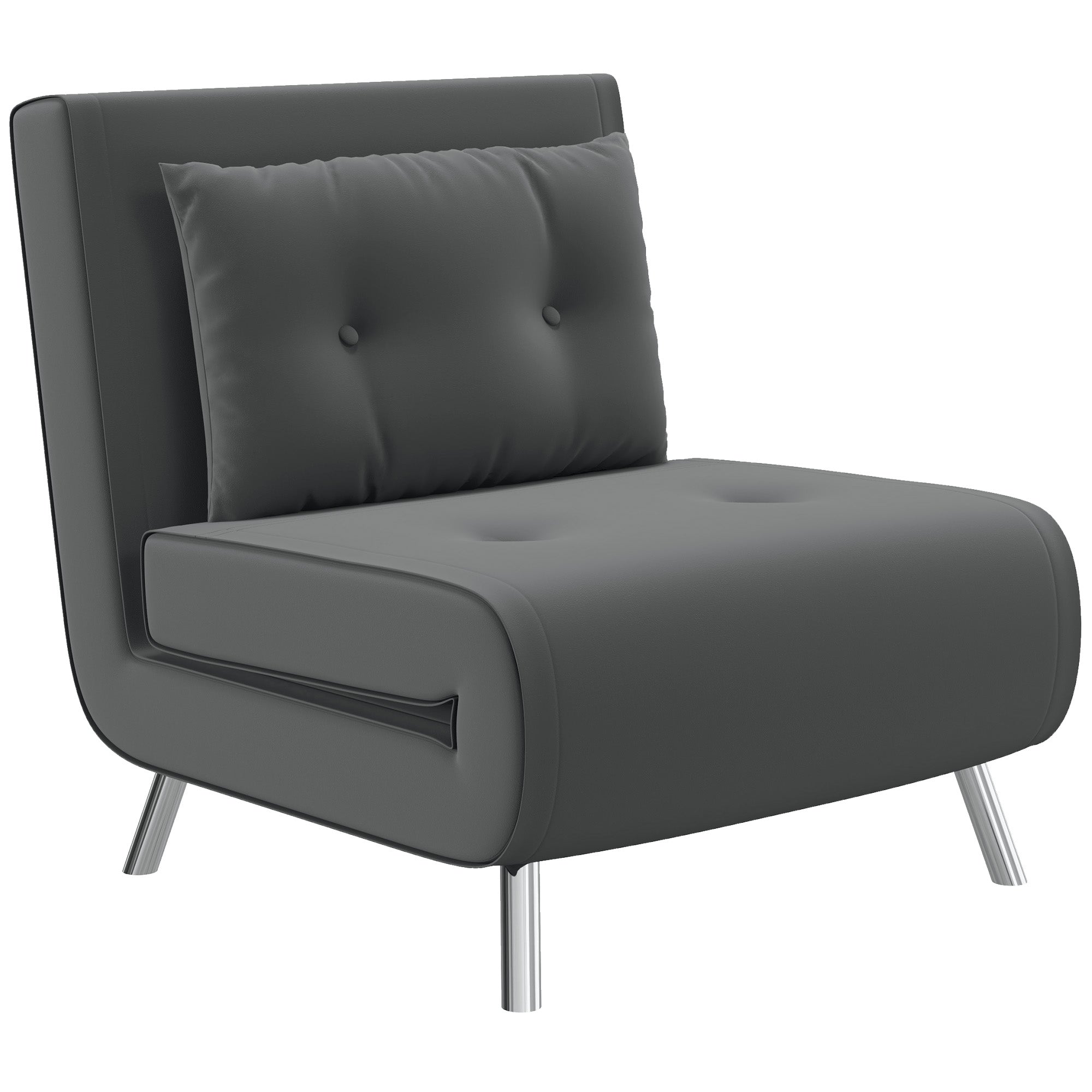 Sleeper Chair, Folding Bed Single Sofa with Cushions, Dark Grey Fabric