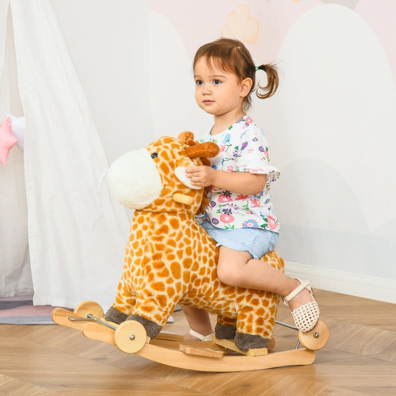 2-in-1 rocking animal giraffe with sound, wheels, handles, plush for toddlers 3-6 years
