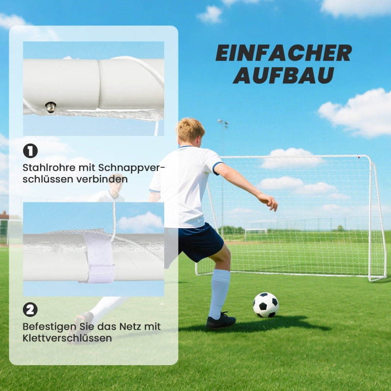 Football Goal for Games and Training, UV-Resistant and Robust with Ground Anchors, White