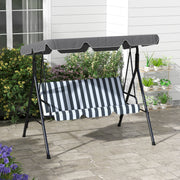 Outsuuny 3-Seater Garden Swing with Adjustable Sunshade, 240 kg Load Capacity, Grey/White