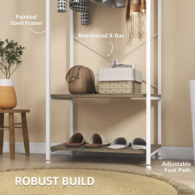 Hallway Coat Rack and Shoe Bench Tree, 2-in-1 Entryway Storage, Grey