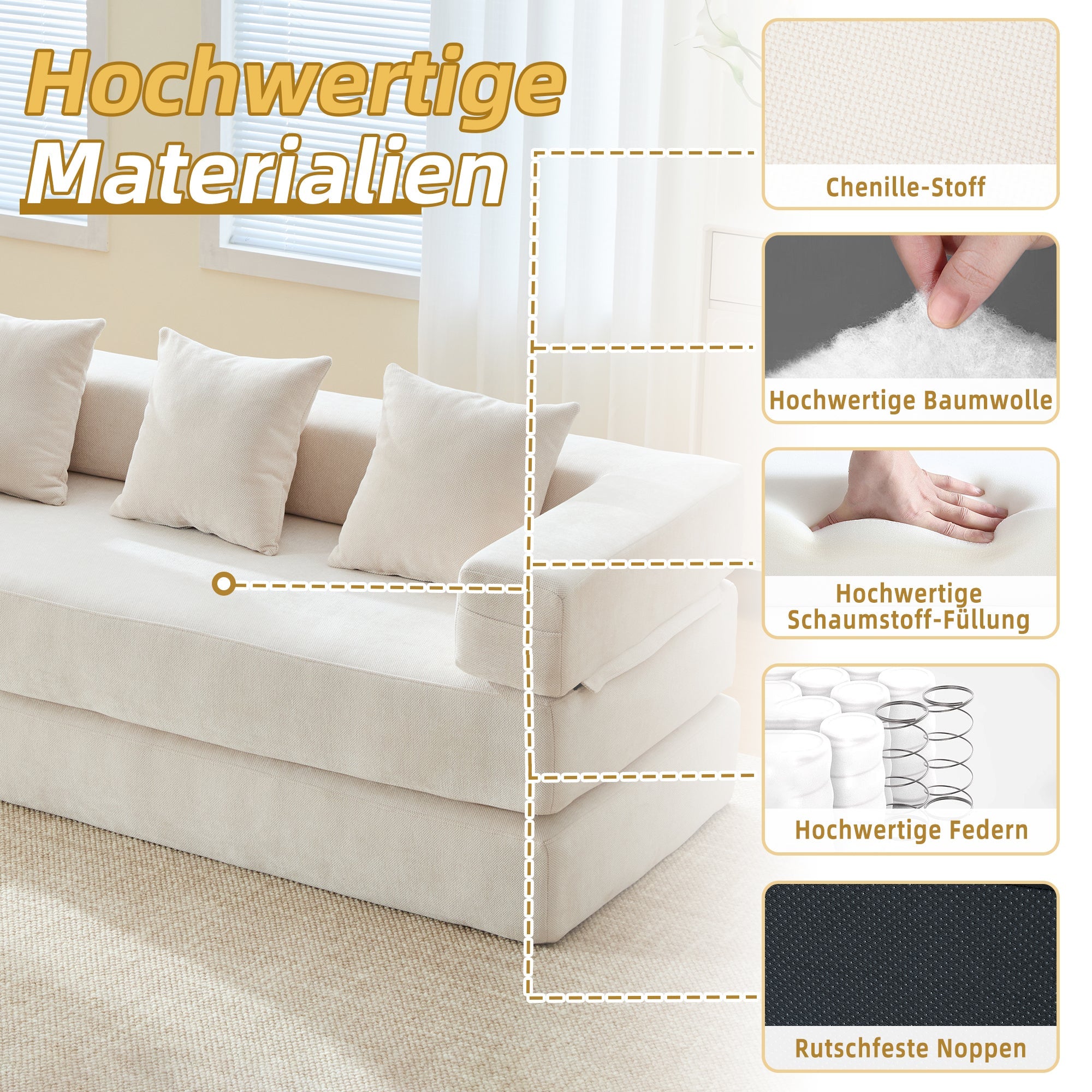 Modular Block Sofa, Super Soft Combinable Storage, Chenille Fabric