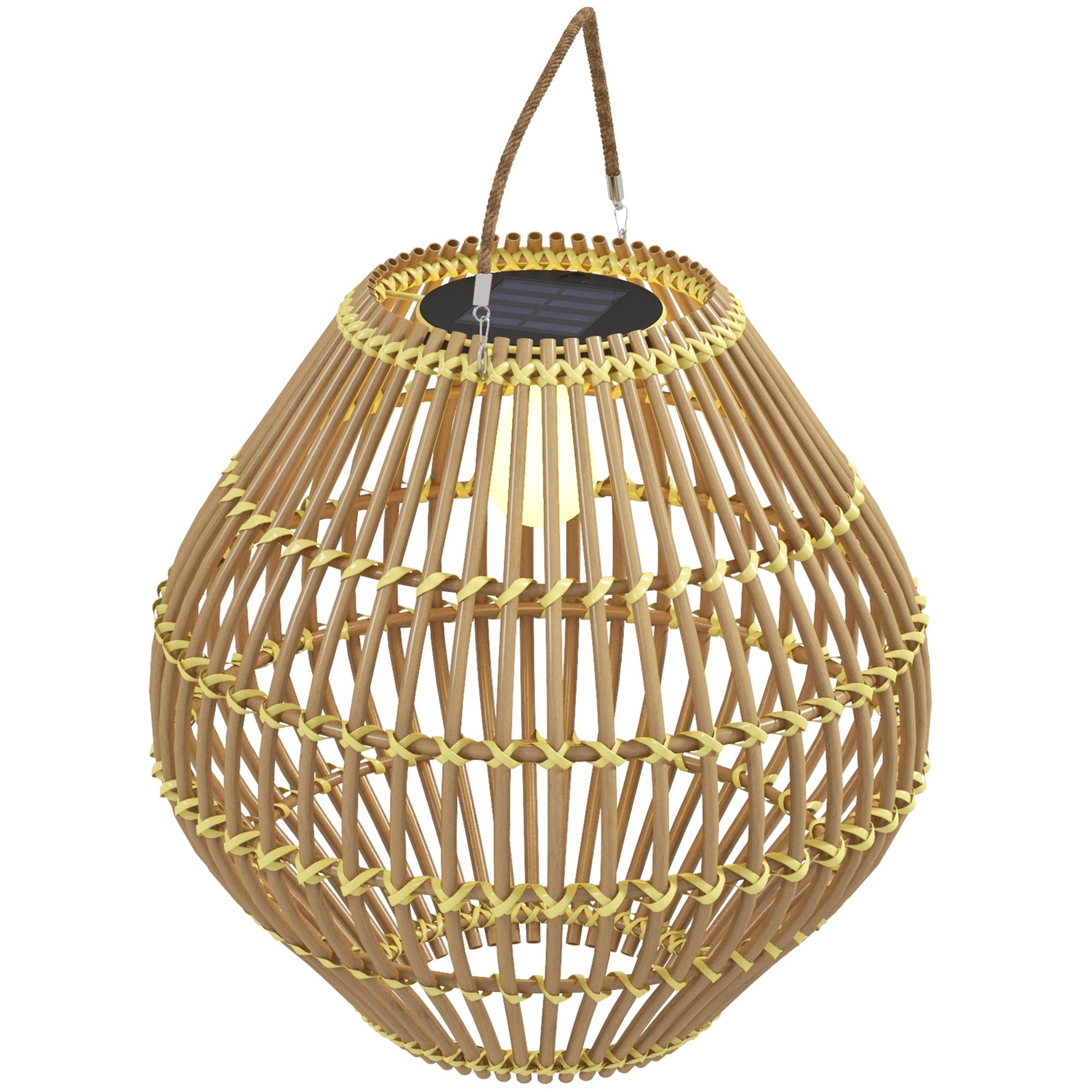 Solar Lamp Garden Light Waterproof with Light Sensor Rattan Yellow