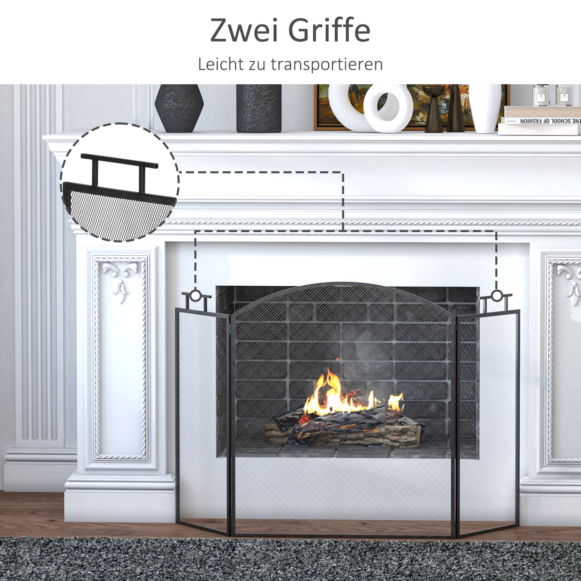 Fireplace Guard, Three-Part Foldable Spark, Iron