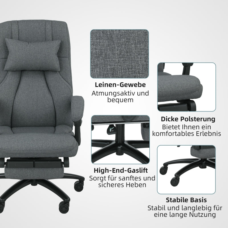 Vinsetto Massage Office Chair with USB Interface, Swivel Wheels, Dark Grey