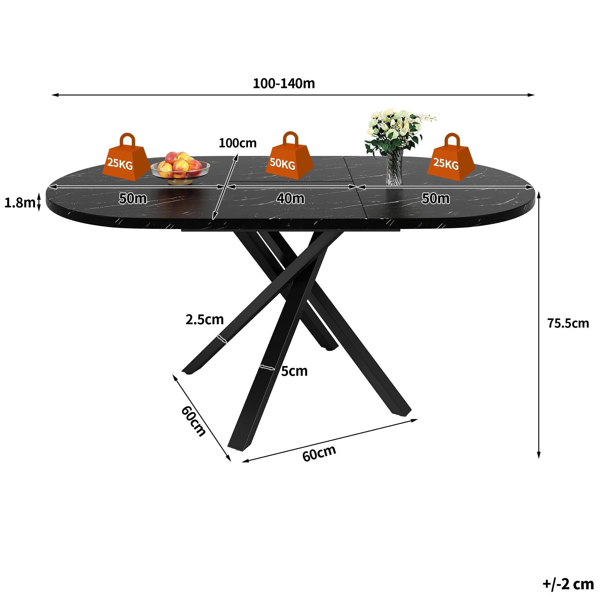 Dining Table Set 5-Piece Round Extendable 4 Chairs Velor Beige