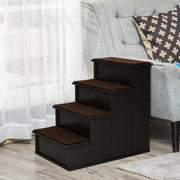 Pet Stairs, Dog/Cat Entry Aid, Carpeted MDF, Dark Brown