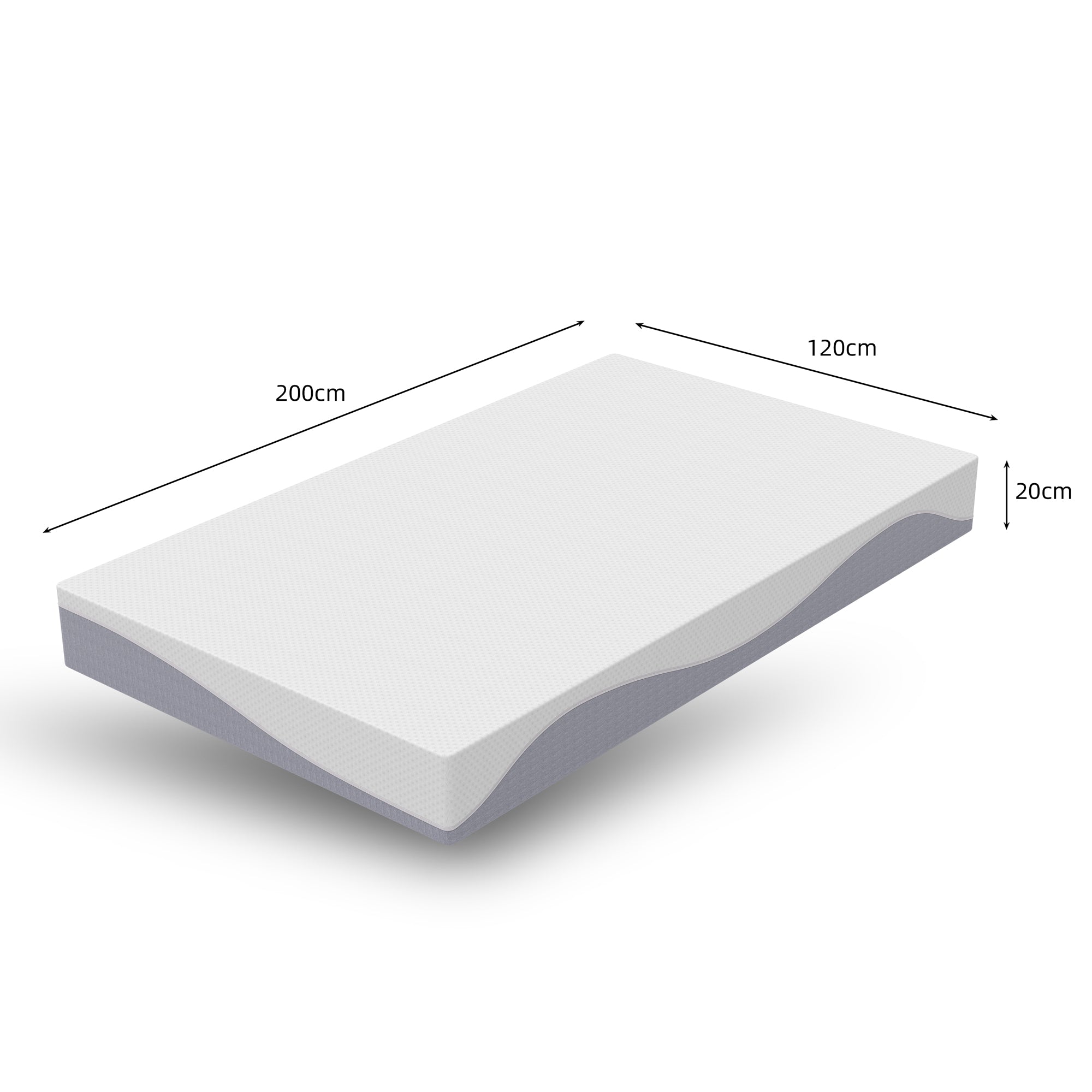 Foam Mattress 120x200 cm Medium Firmness 20cm Oeko-TEX Removable Cover, Grey/White