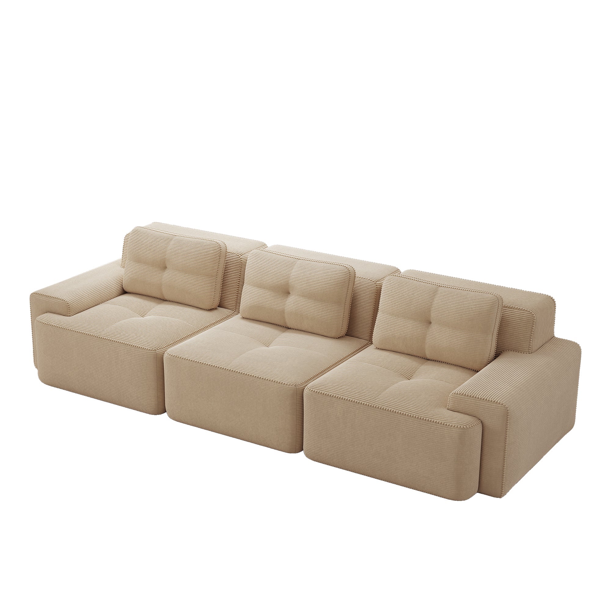 Cloud Modular Sofa Oversized 3-Seater Low Seat Corner Corduroy Beige