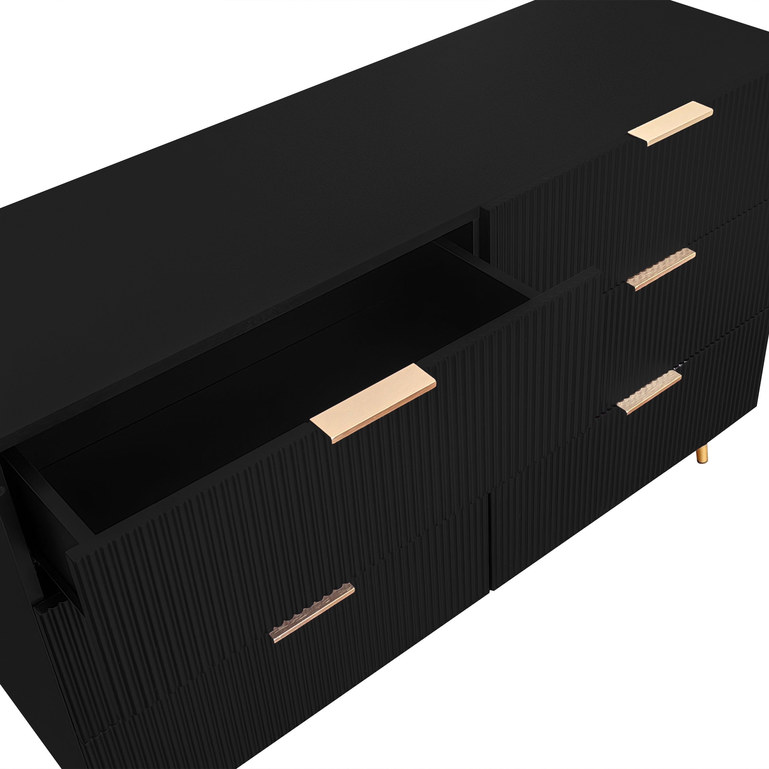 Sideboard, Modern Design Chest of Drawers, Black and Gold