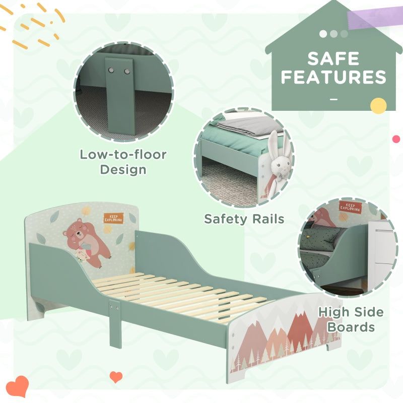 Toddler Bed Frame for Ages 3-6 Years, Green MDF
