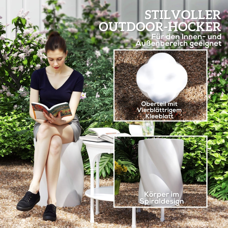 Ceramic Spiral Stool, 120 kg Load, Weatherproof, White